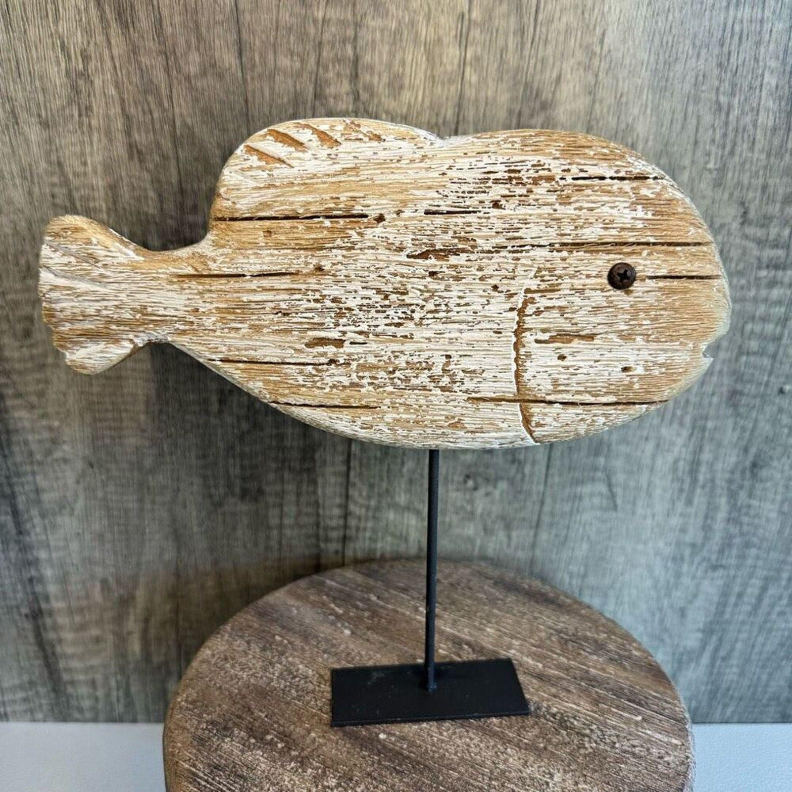 Rustic Fish Sitter Wood Home Decor Beach House FAST SHIP NEW