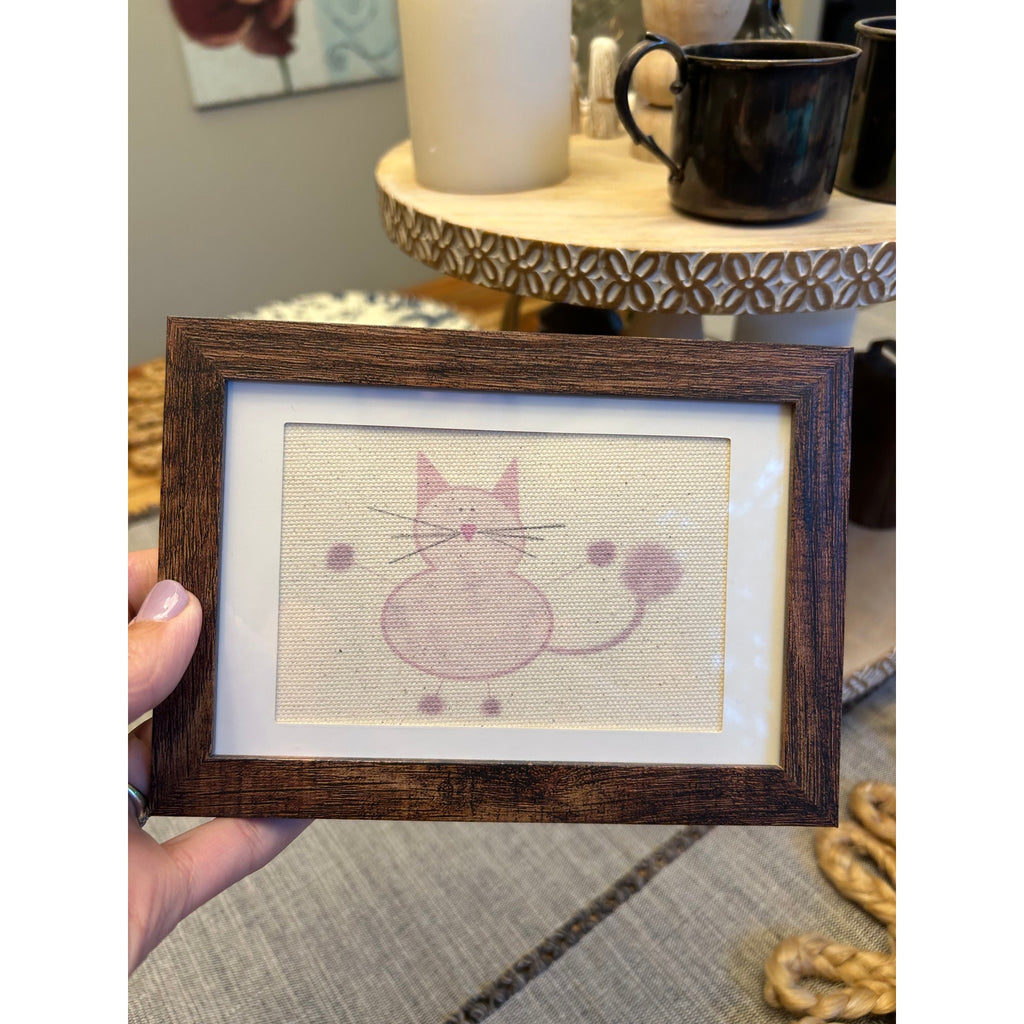 Mini Kitty Cat Marie Picture Frame 6 x 4 Original Art Desk Pink Cat Lover Gift