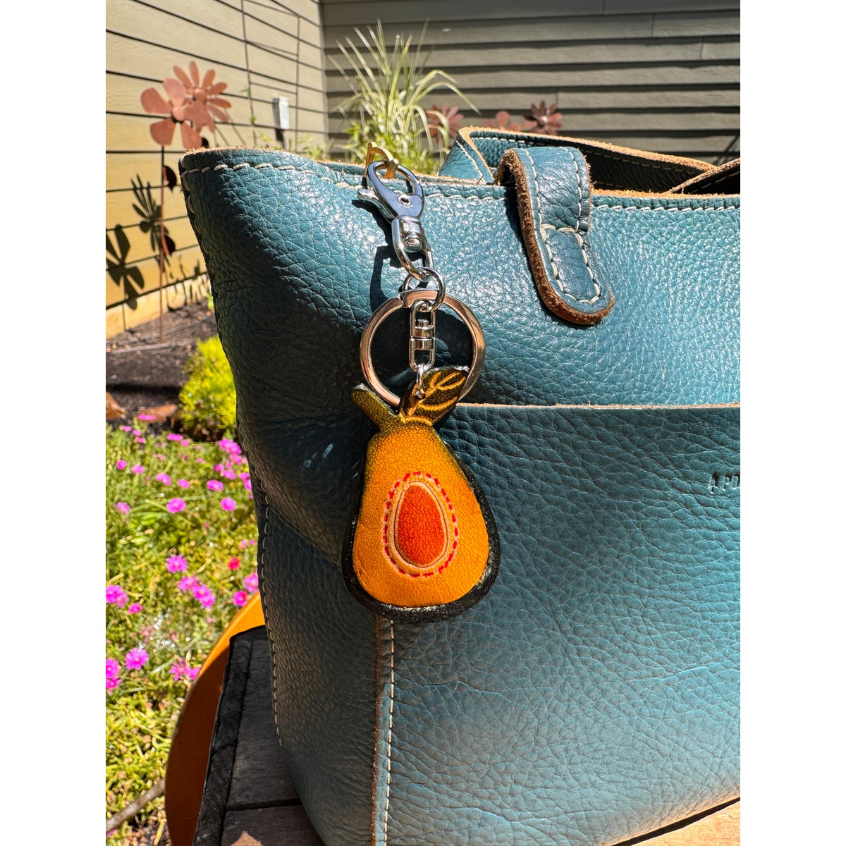 Genuine Leather Avocado Purse Charm Hand Painted Avocado Bag Charm NEW!