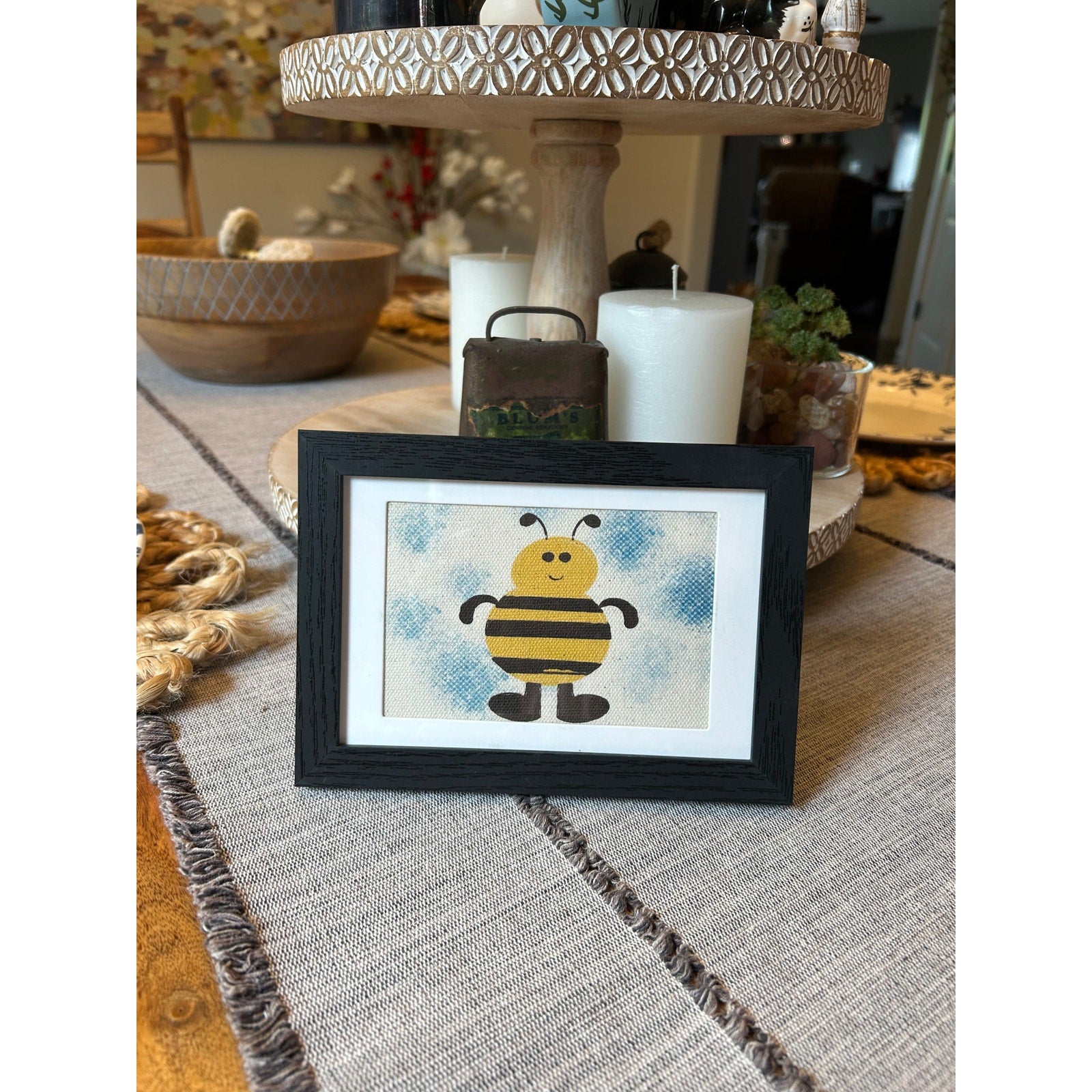 Bumblebee Art Bee Lover Mini Picture Frame Original Honey Desk Wall Art Decor