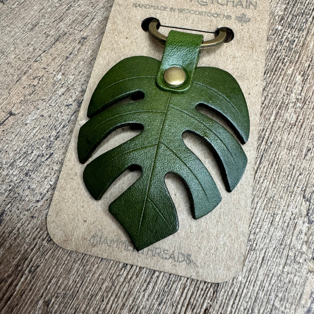 Leather Monstera Purse Charm Keychain Genuine Leather Crossbody Accessory NEW