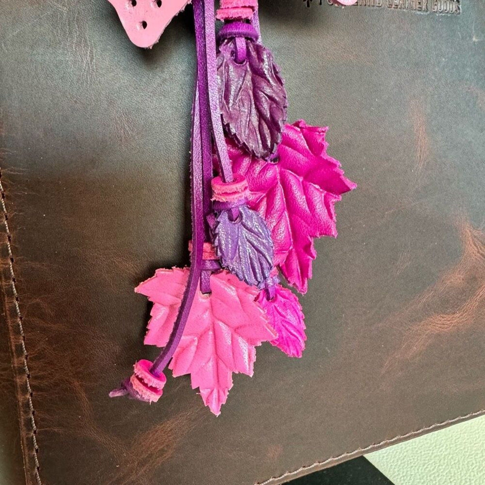 Daisy Leather Bag Charm Leather Purse Pink Flower Crossbody NEW