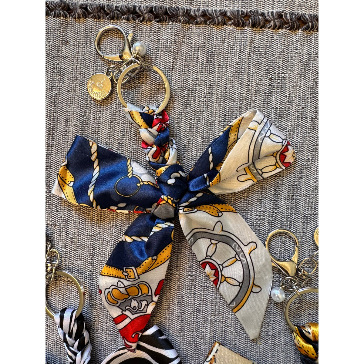 Set of 3 Bow Bag Charms Purse Charm Zebra Bows Keychain Purse Accessory