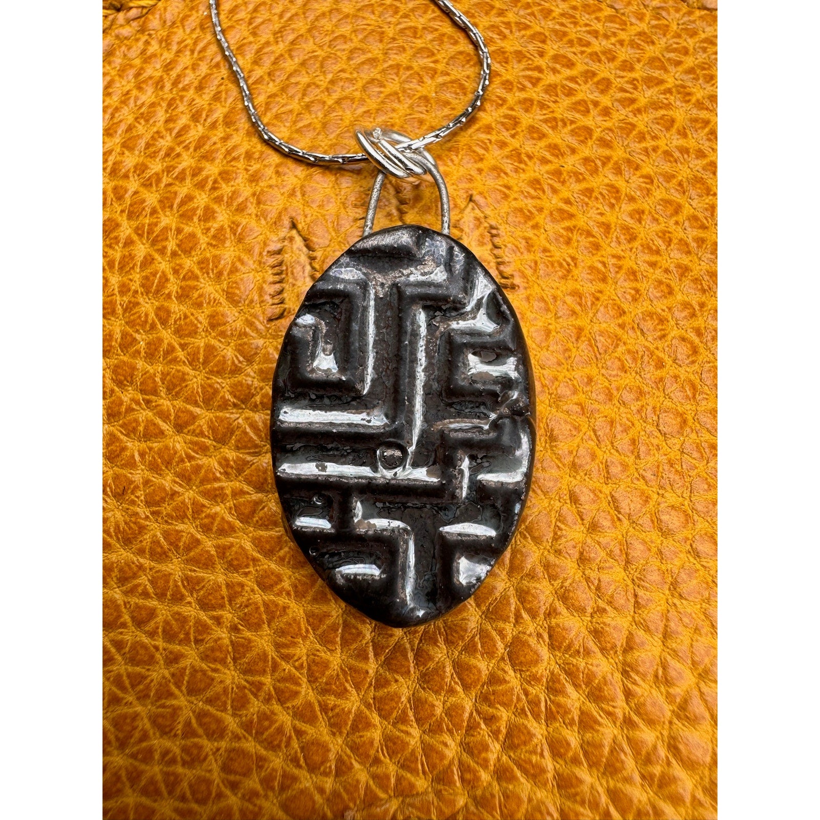 Ceramic Kiln Fired Pendant Necklace Handcrafted Boho Pendant Necklace Jewelry
