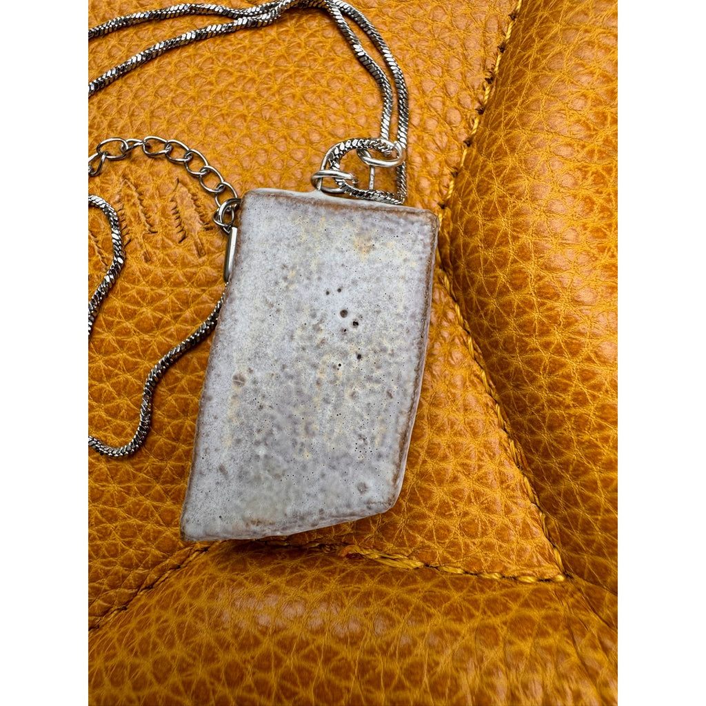 Ceramic Off White Pendant Necklace Handcrafted Jewelry Neutral Necklace