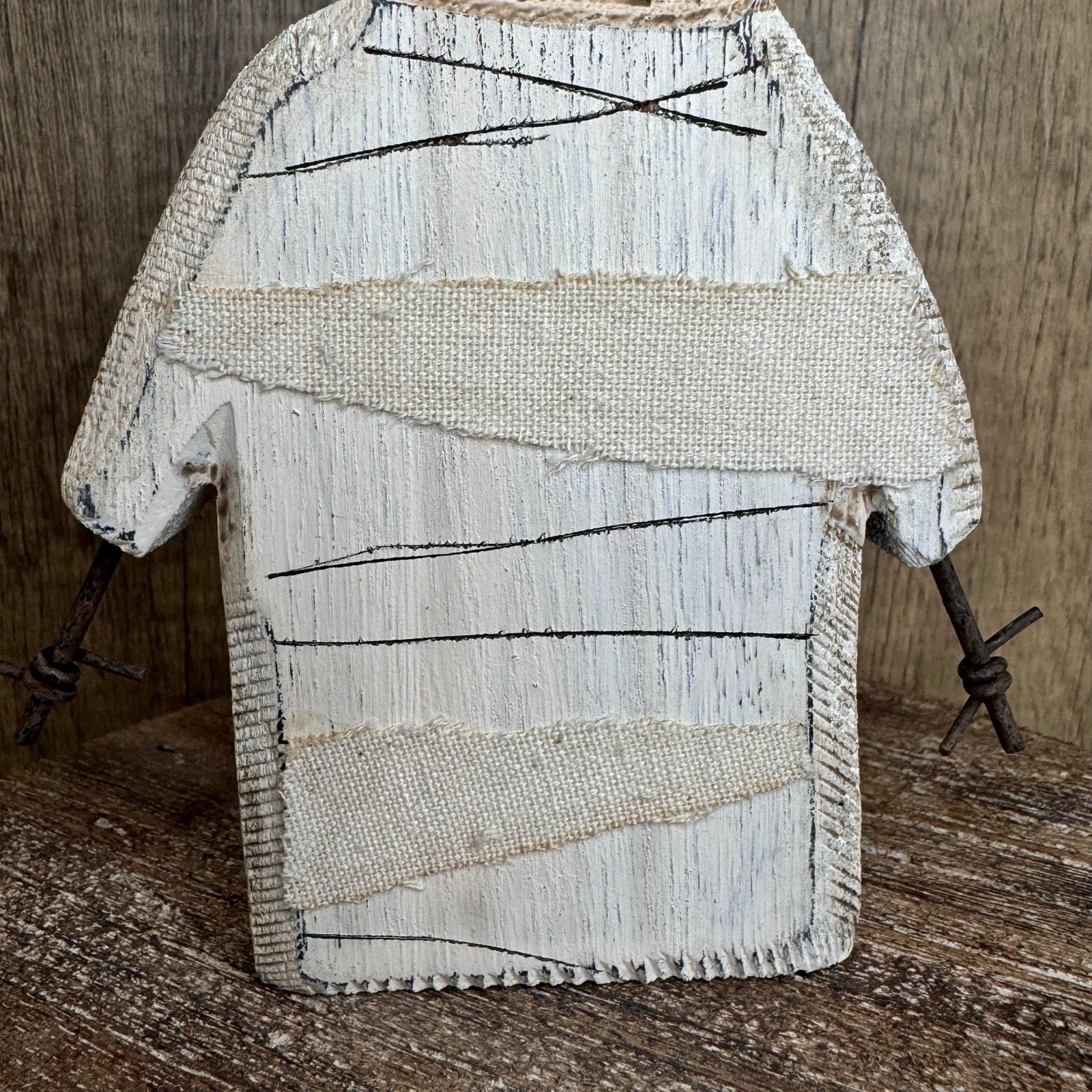 Rustic Halloween Home Decor Sitter Wood Mummy Fall Decoration FAST SHIP NEW