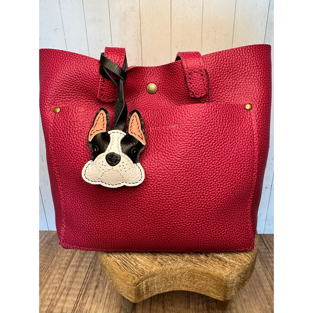 Genuine Leather Dog Purse Charm Black Boston Terrier Bag Charm Purse Dog lover