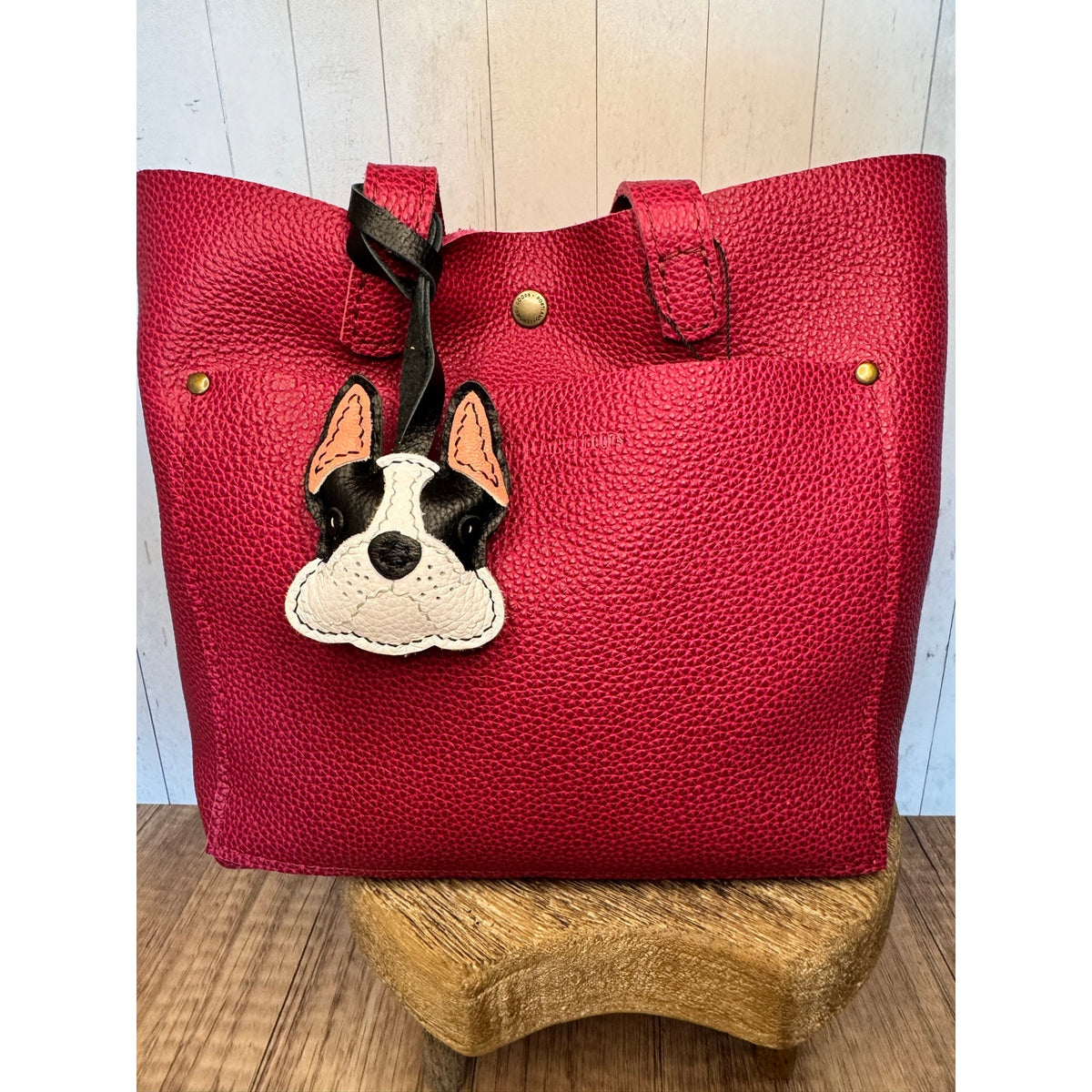 Genuine Leather Dog Purse Charm Black Boston Terrier Bag Charm Purse Dog lover