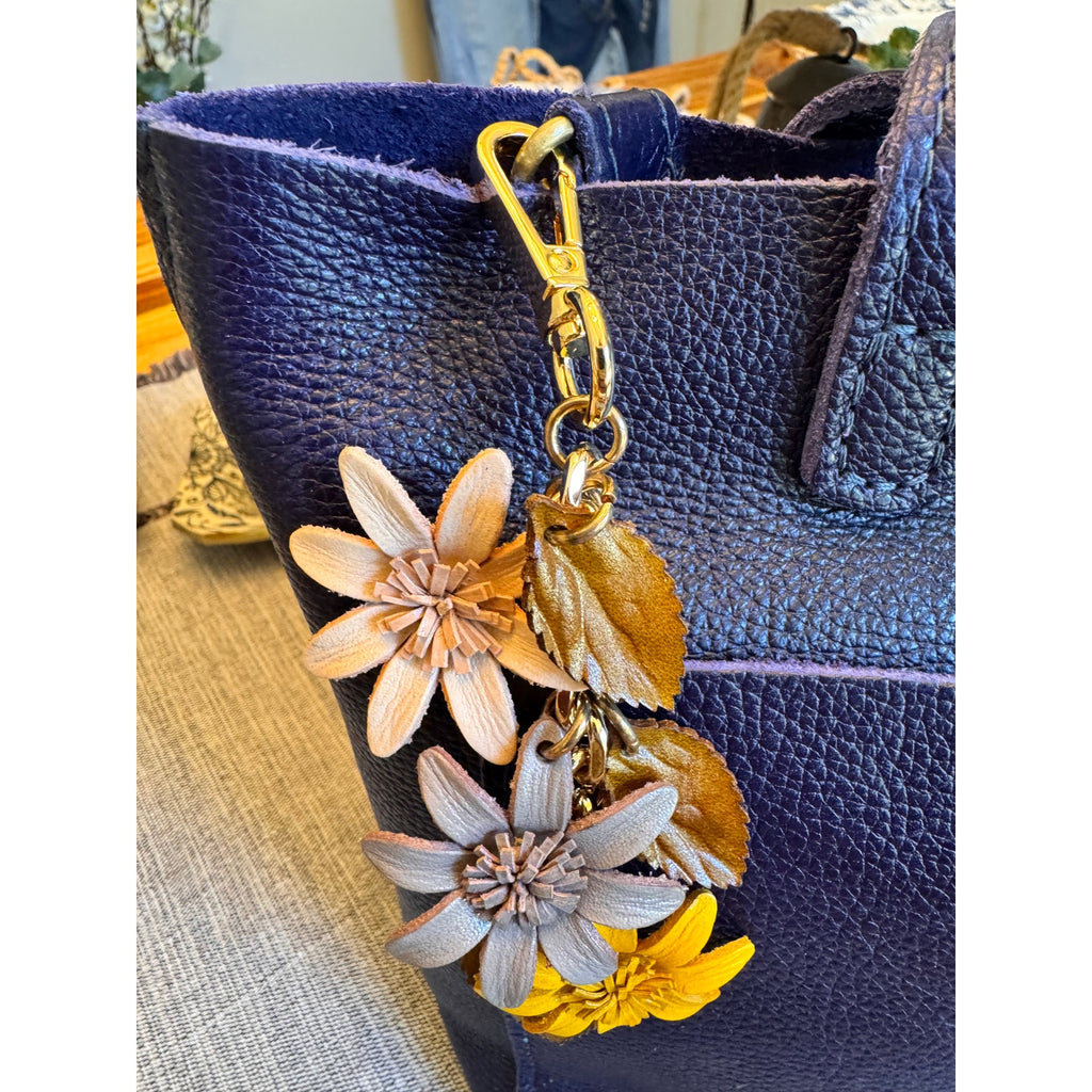 Autumn Yellow Flower Bag Charm Genuine Leather Purse Charm Flower Charms NEW!
