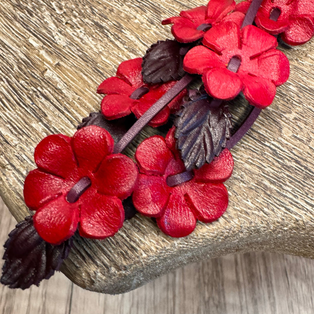 Genuine Leather Gerbera Daisy Purse Charm Leather Red Spring Bag Charm NEW