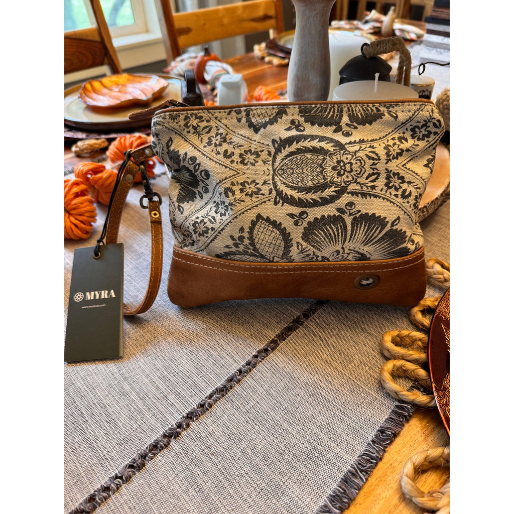 Canvas Clutch Brown Neutral Purse Wristlet Bag Boho Accessories Pouch 9 x 7