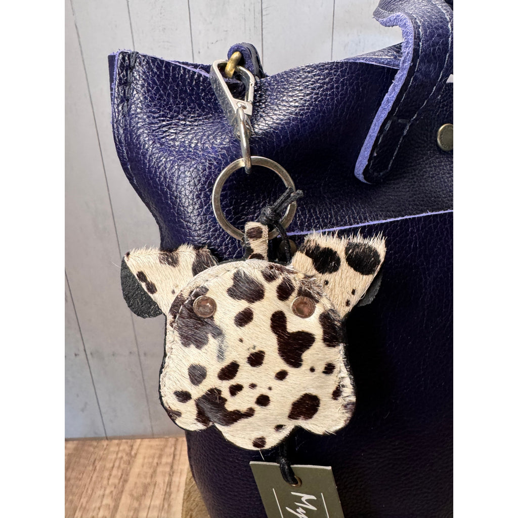 Cute English Bulldog Purse Charm Dog Lover Genuine Leather Bag Charm