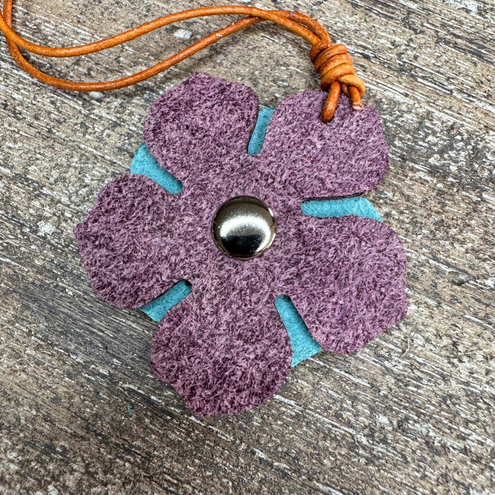 Leather Charm Flower Bag Charm Genuine Leather Purse Keychain NEW FAST SHIP