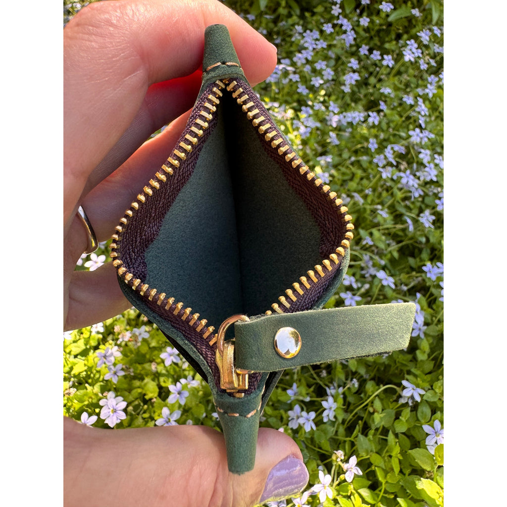 Genuine Leather Wallet FOREST GREEN Credit Card Holder Green Leather Wallet