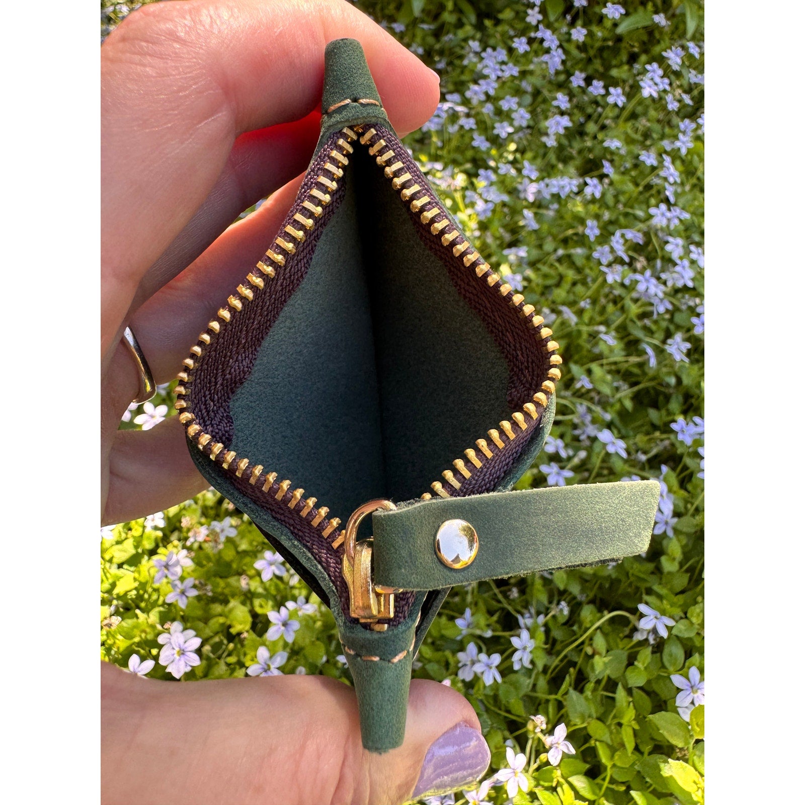 Genuine Leather Wallet FOREST GREEN Credit Card Holder Green Leather Wallet