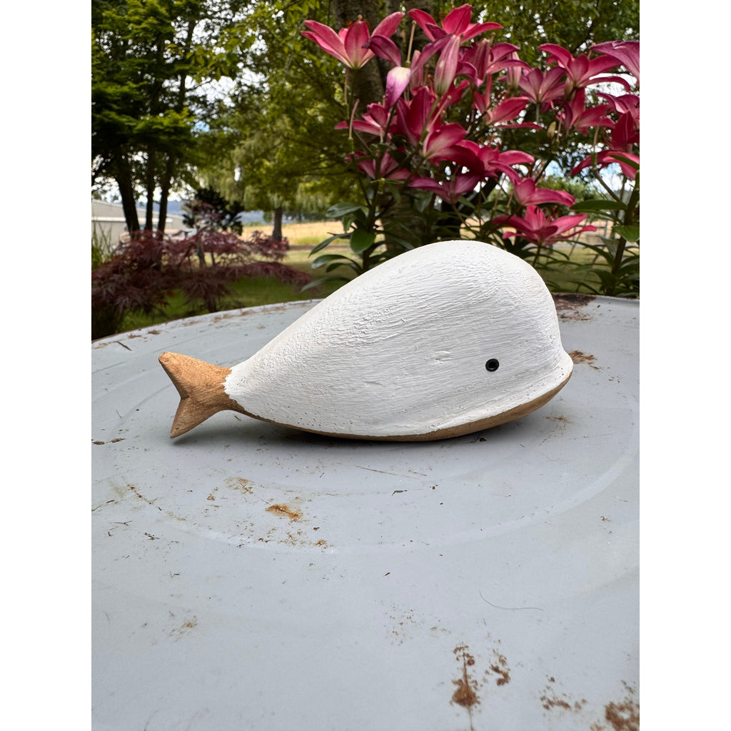 Rustic Mini White Whale Sitter Wood Home Decor Beach House FAST SHIP NEW