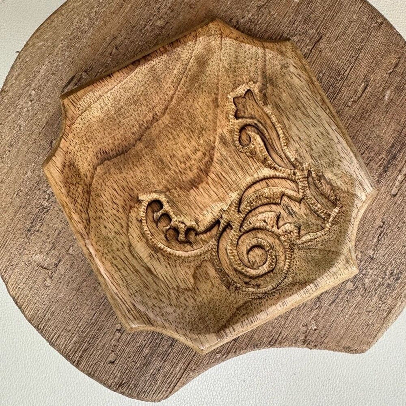 Wood Trinket Tray Mango Carved Wood Home Decor Gift NEW Fast ShiP