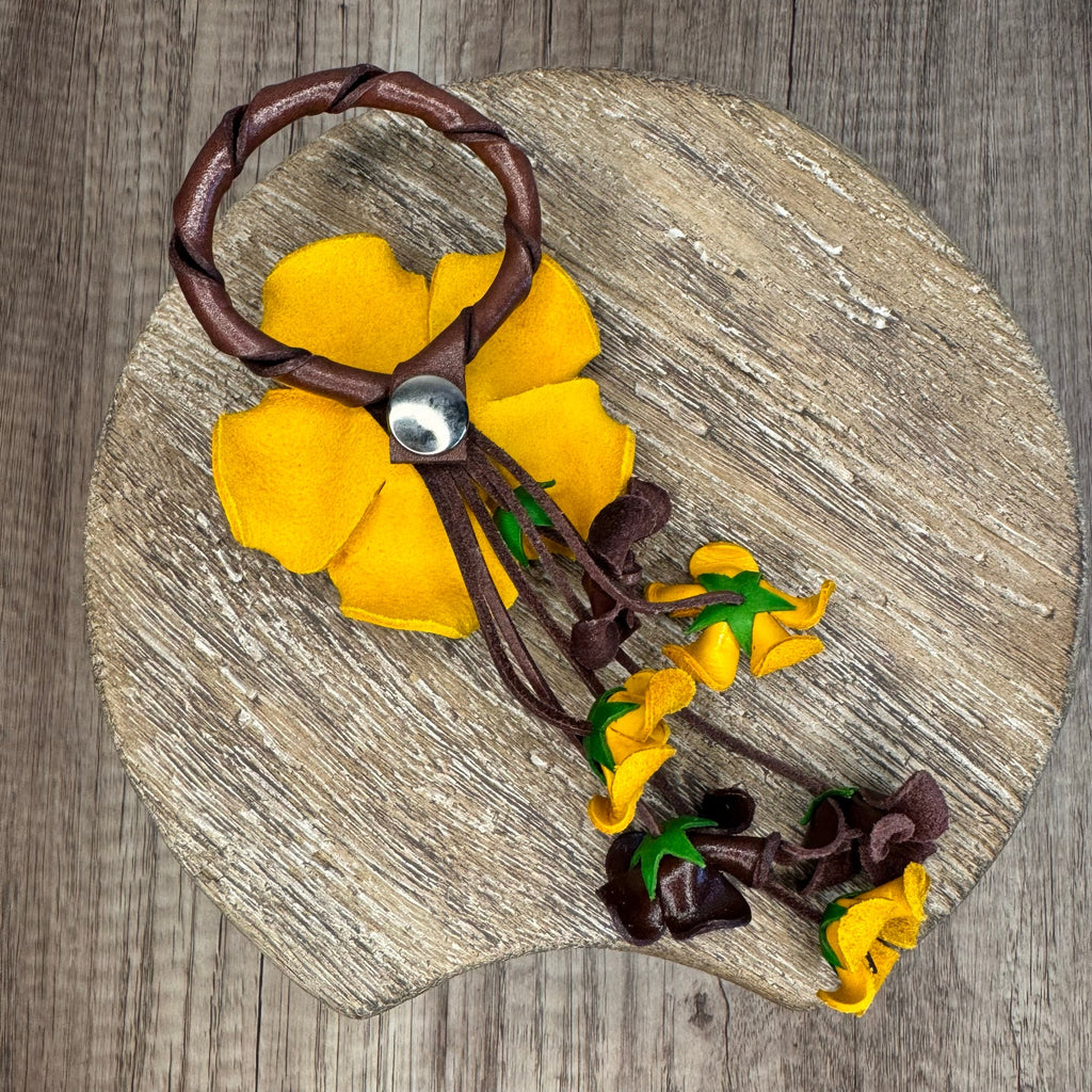 Leather Yellow Rose Purse Charm Genuine Leather Flower Bag Charm NEW FAST SHIP