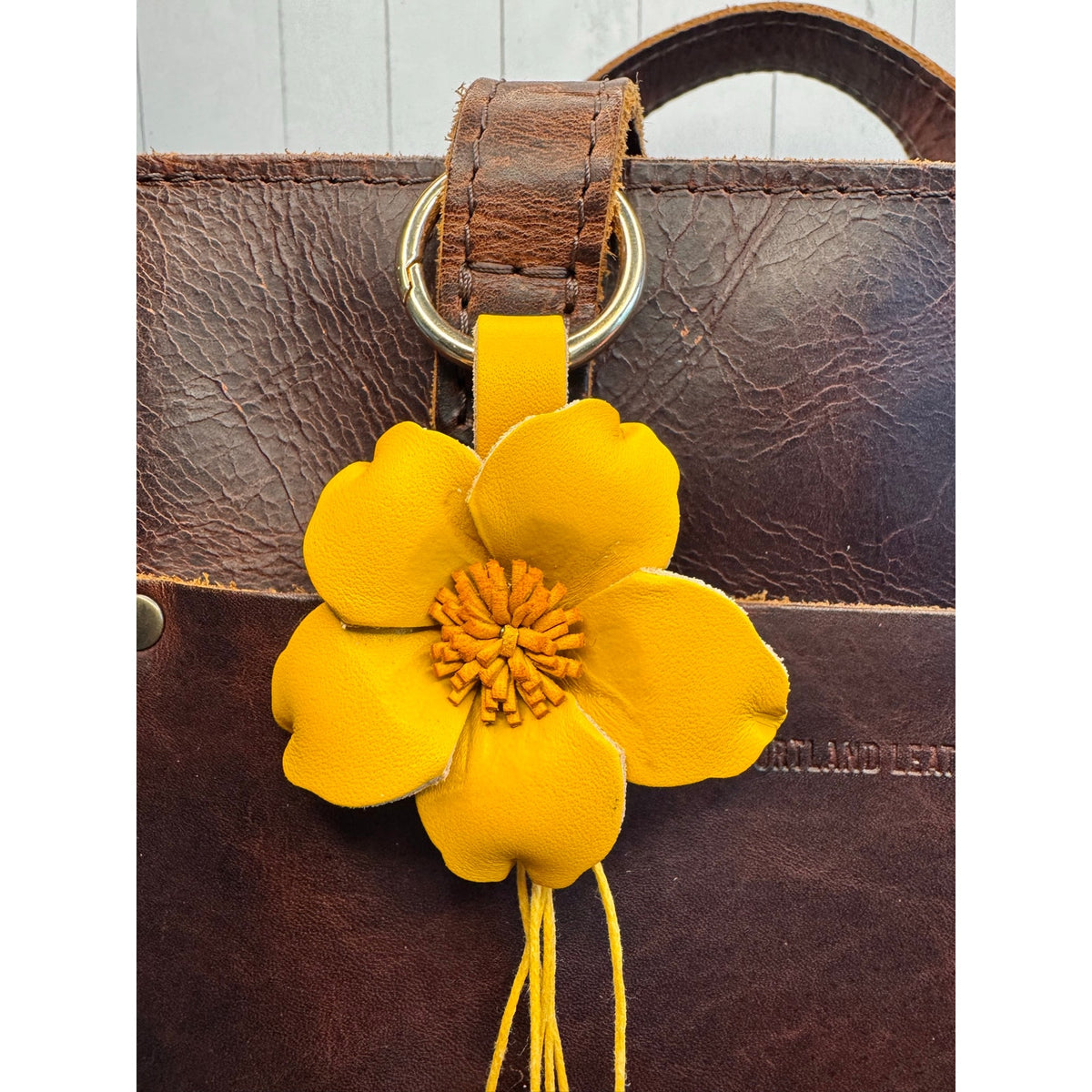 Genuine Leather Yellow Flower Bag Charm