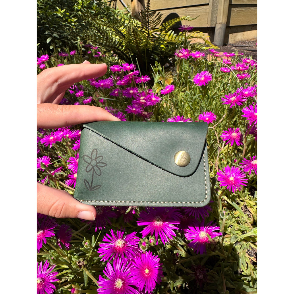 Genuine Leather Wallet  DARK GREEN Credit Card Holder Wallet NEW FAST SHIP