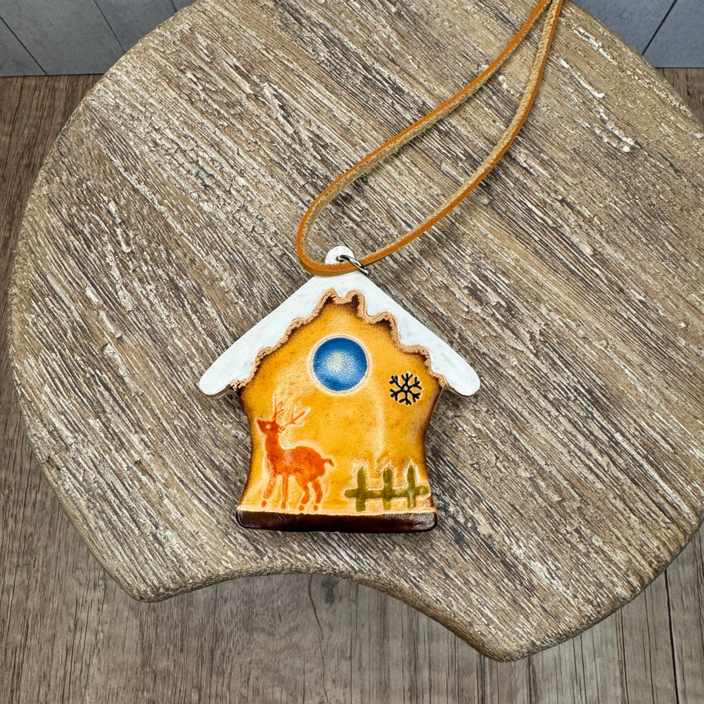 Gingerbread House Purse Charm Genuine Leather Bag Charm Christmas Bag Charm