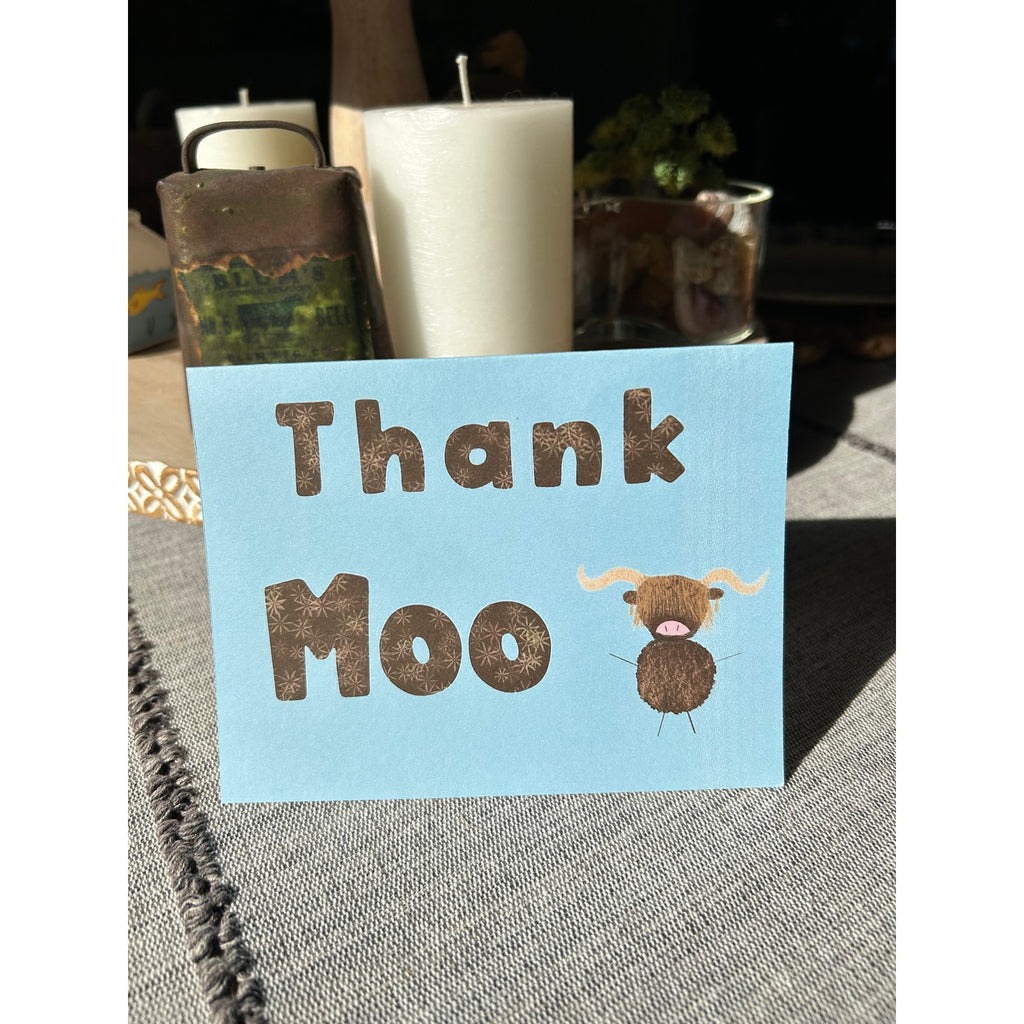 Greeting Cards Thank you Notes Scottish Highland Cow Boho Gift Handmade Set of 6