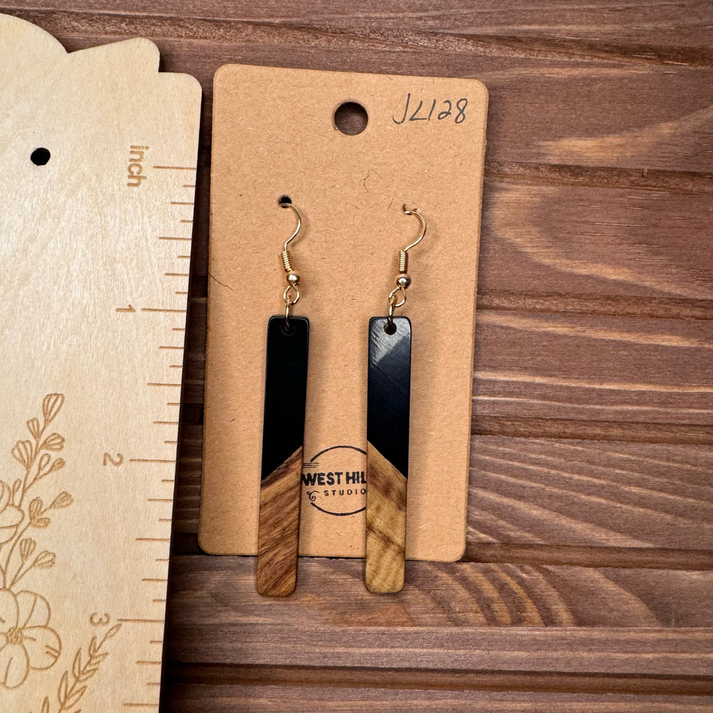 Purple Earrings Resin Wood Earrings Dangle Boho Earrings Fast Ship NEW