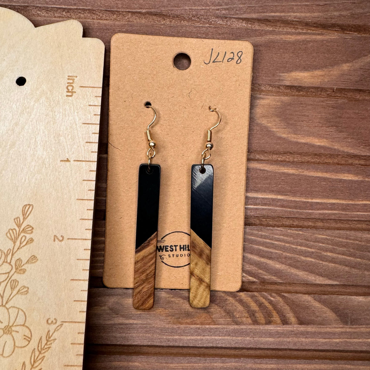 Purple Earrings Resin Wood Earrings Dangle Boho Earrings Fast Ship NEW