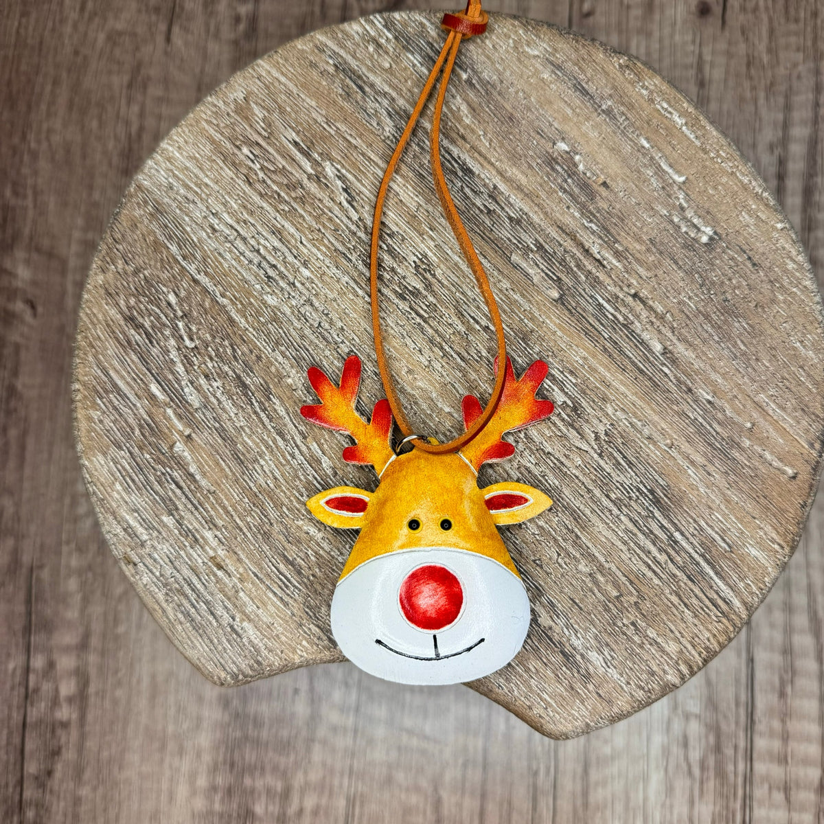 Reindeer Purse Charm Genuine Leather Bag Charm Rudolph Red Nosed Reindeer