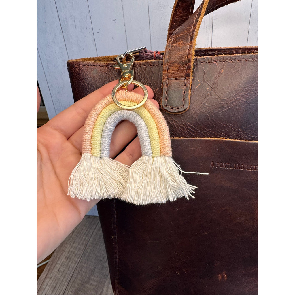 Macrame Rainbow Purse Charm Macrame KeychainPink Yellow Lavender Rainbow