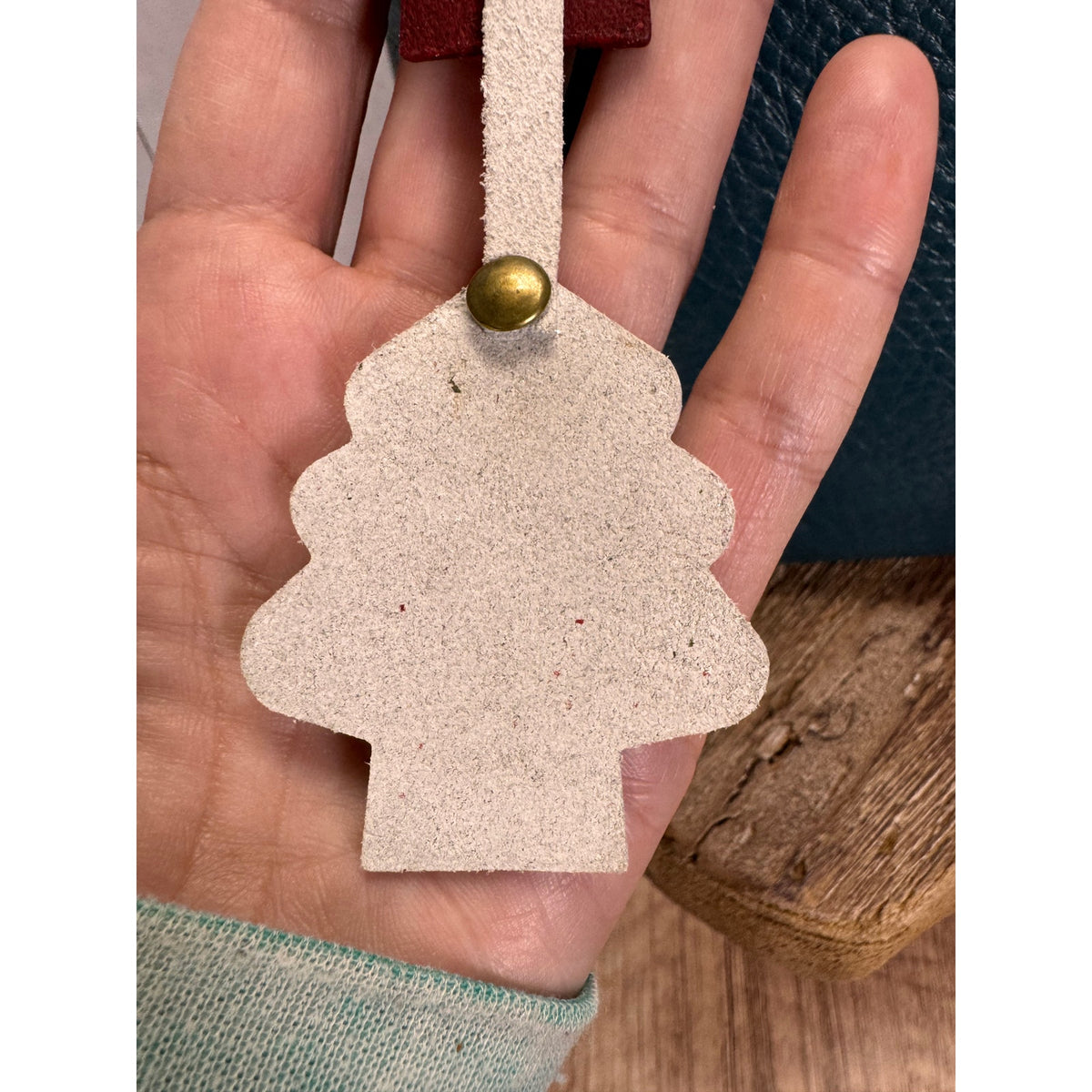 Christmas Bag Charm Genuine Leather Christmas Tree Purse Charm Holiday Accessory