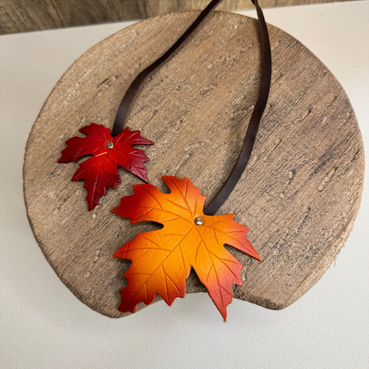 Leather Purse Charm Maple Leaf Bag Charm Genuine Leather Purse Keychain NEW
