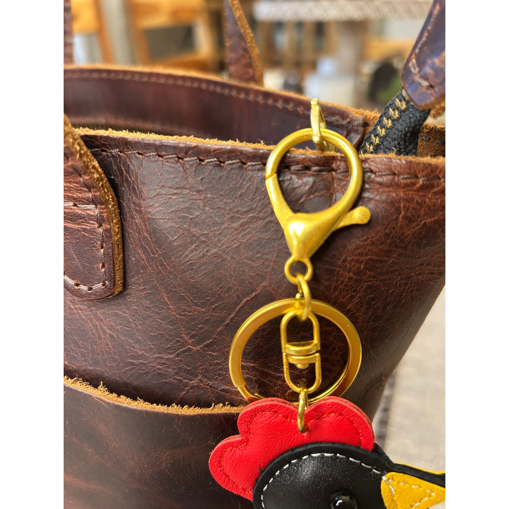 Chicken Bag Charm Genuine Leather Black Chicken Purse Charm Black Accessories
