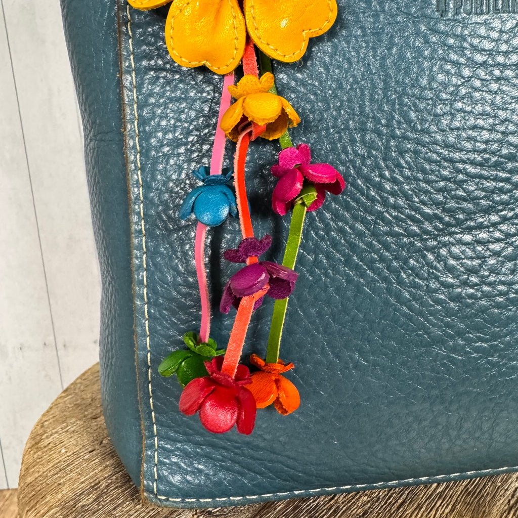 Yellow Daisy Bag Charm Genuine Leather Flower Purse Charm NEW1