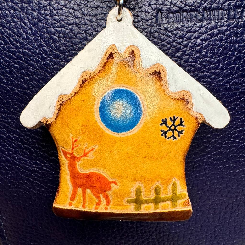 Gingerbread House Purse Charm Genuine Leather Bag Charm Christmas Bag Charm