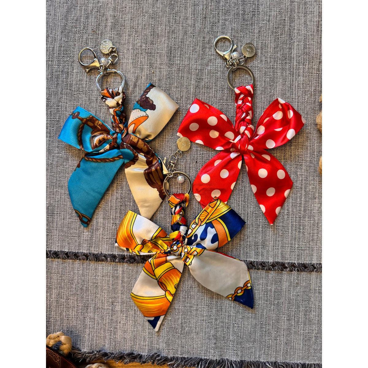 Set of 3 Bow Bag Charms Purse Charm Colorful Bows Keychain Purse Accessory