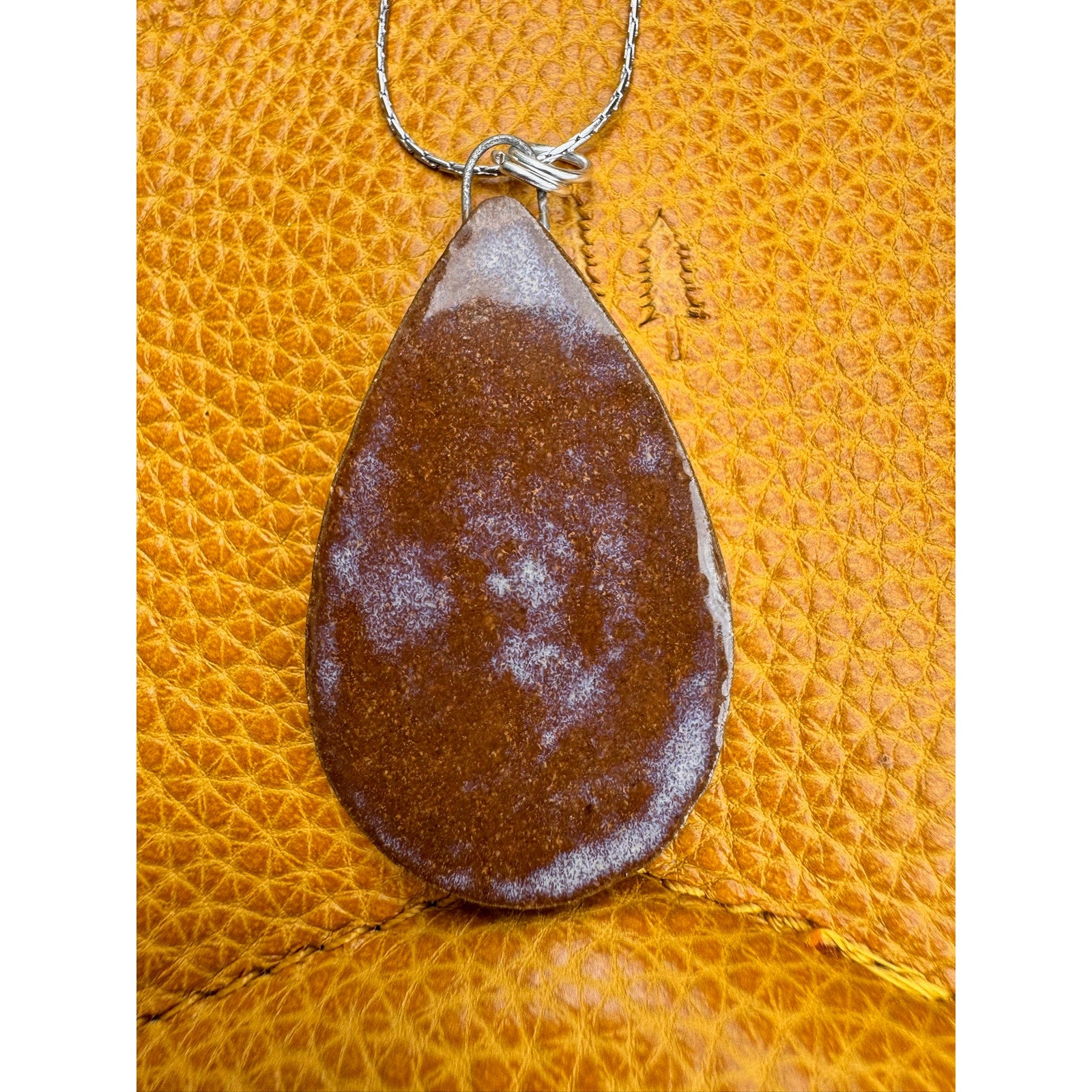 Boho Tear Drop Pendant Necklace Handmade Red Pendant Ceramic Necklace Jewelry