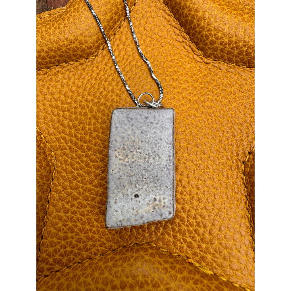 Kiln Fired Off White Pendant Necklace Handcrafted Ceramic Circles Necklace