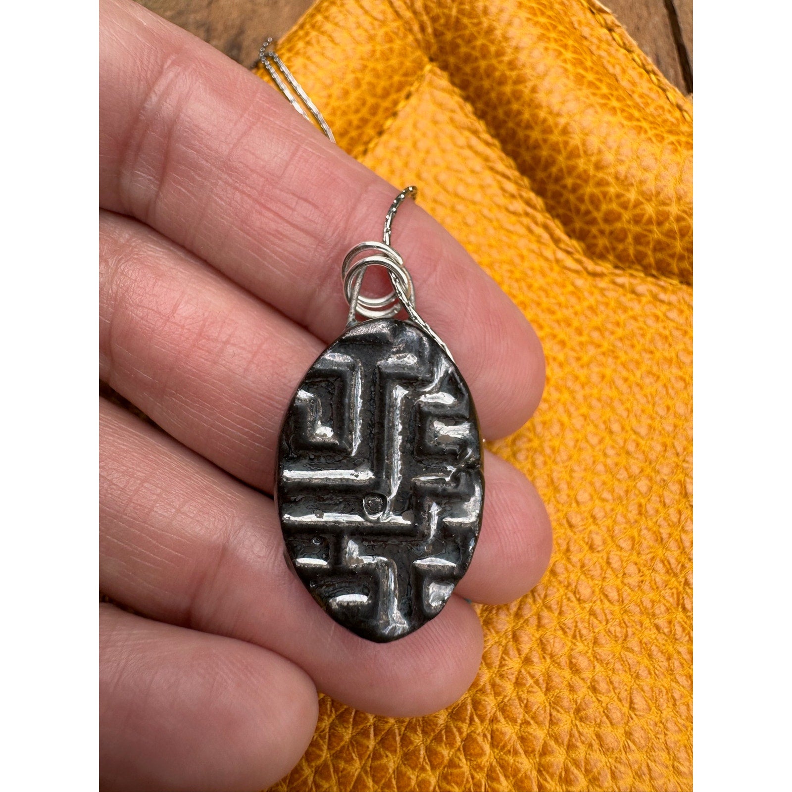 Ceramic Kiln Fired Pendant Necklace Handcrafted Boho Pendant Necklace Jewelry