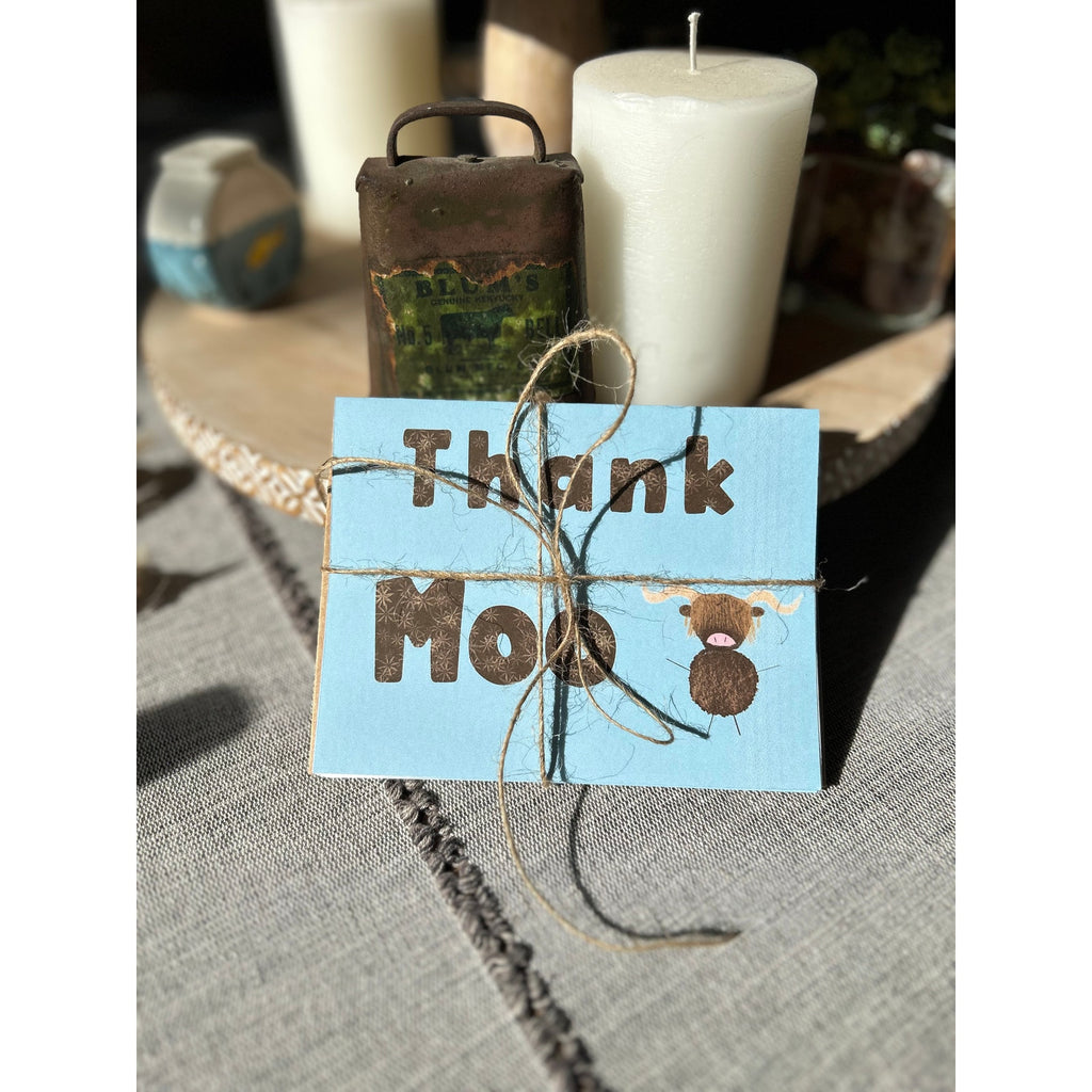 Greeting Cards Thank you Notes Scottish Highland Cow Boho Gift Handmade Set of 6