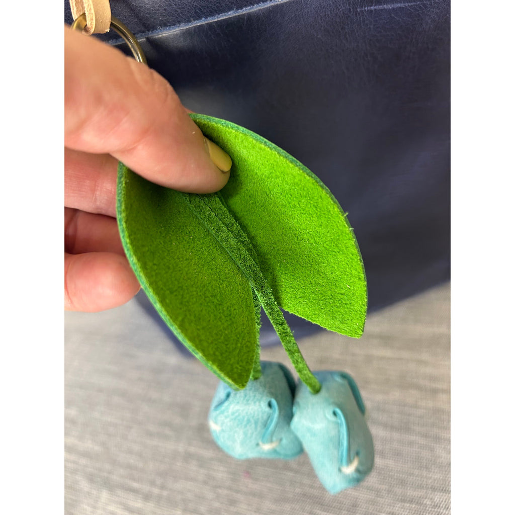 Genuine Leather Light blue Tulip Bag Charm Tulips Flower Leather Purse Charm