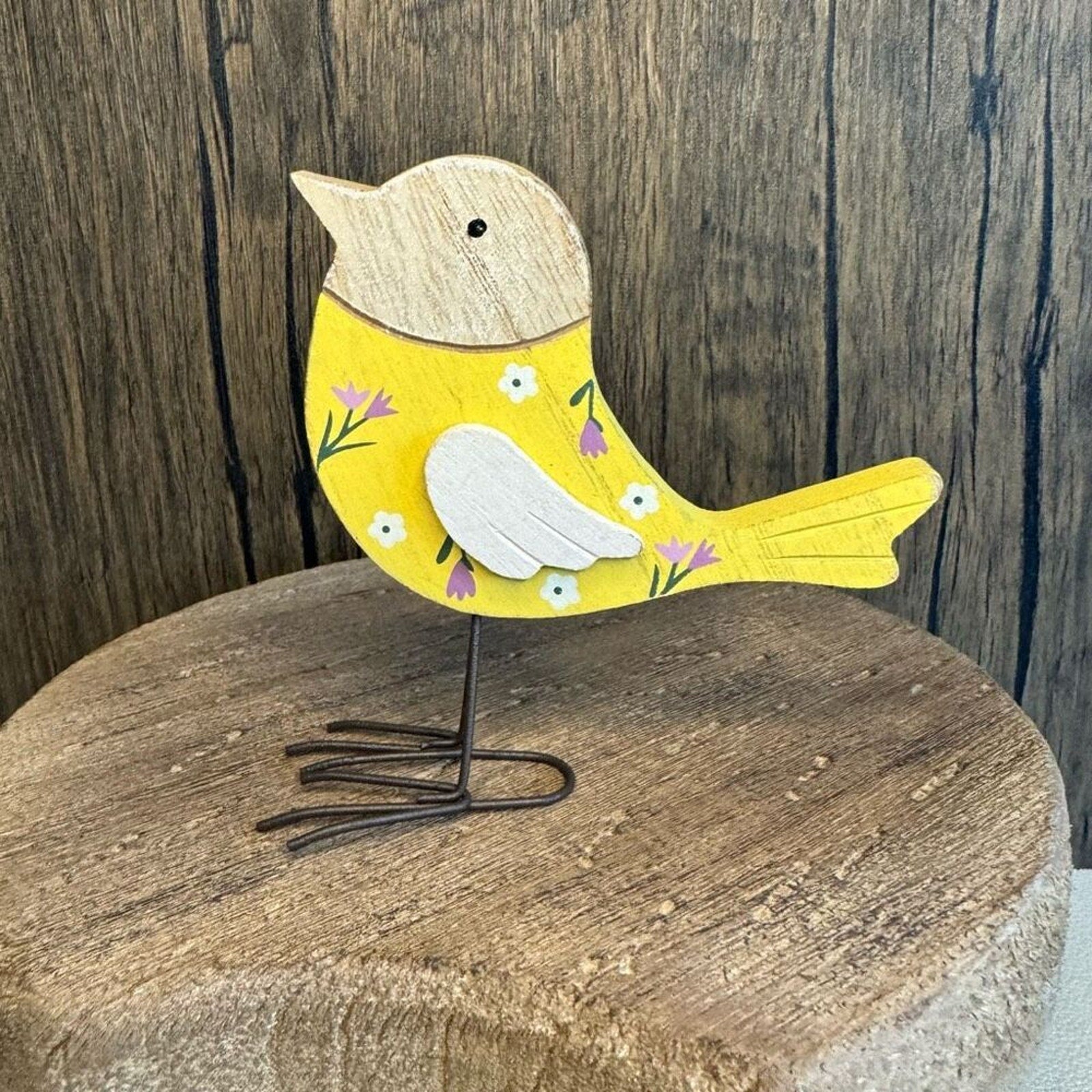 Home Decor Wood Bird Sitter Flower Home Decor NEW FAST SHIP