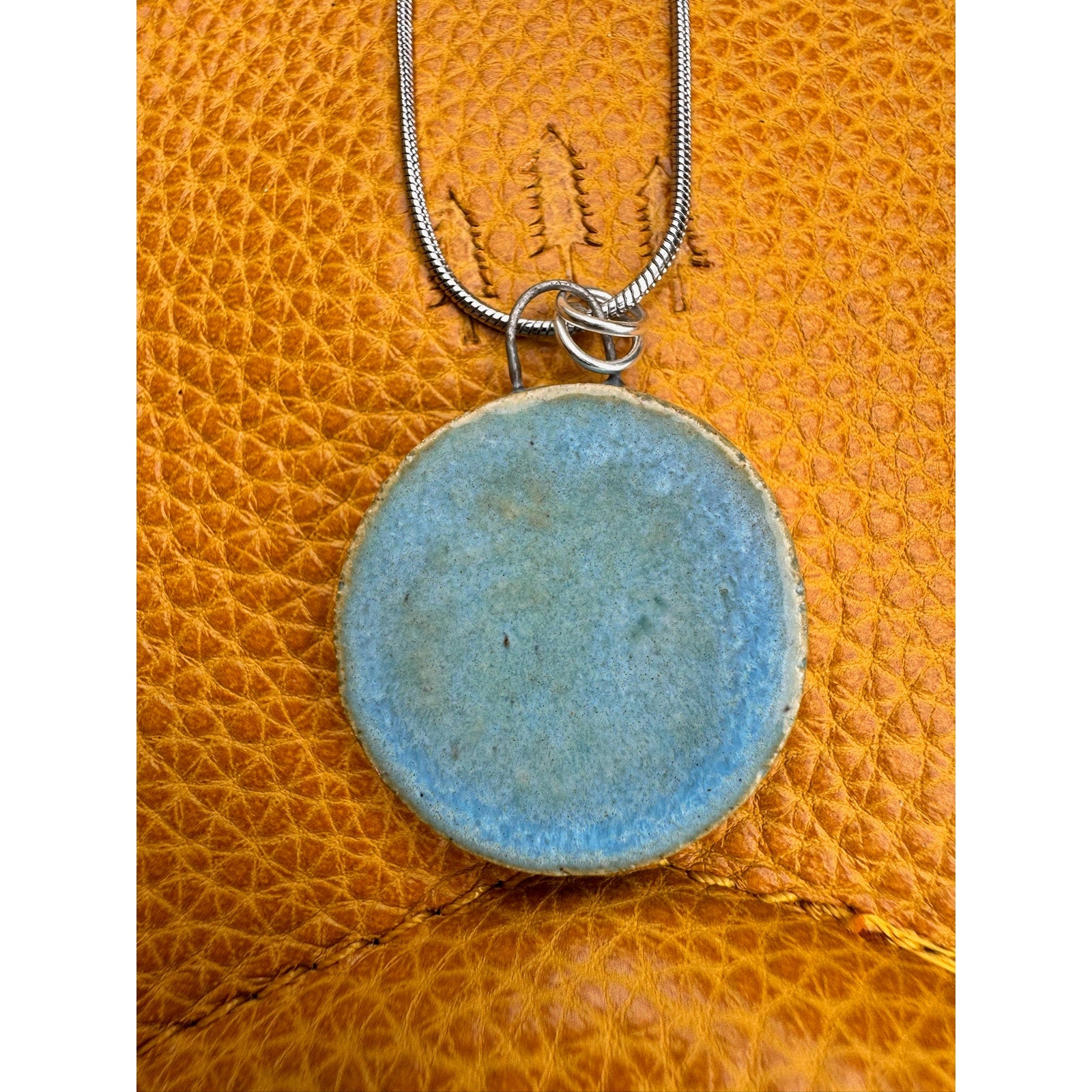 Boho Round Ceramic Pendant Necklace Handcrafted Pendant Necklace Jewelry Oregon