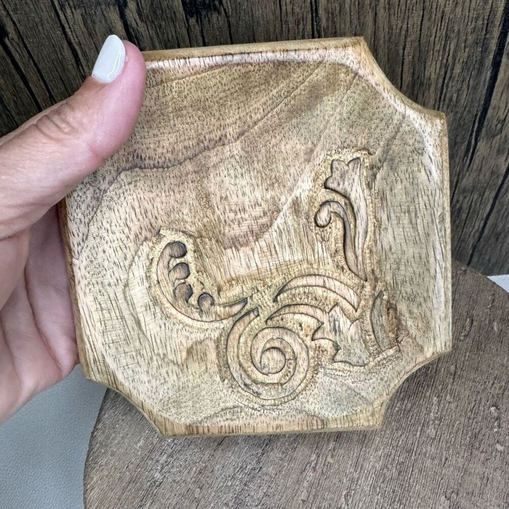 Wood Trinket Tray Mango Carved Wood Home Decor Gift NEW Fast ShiP