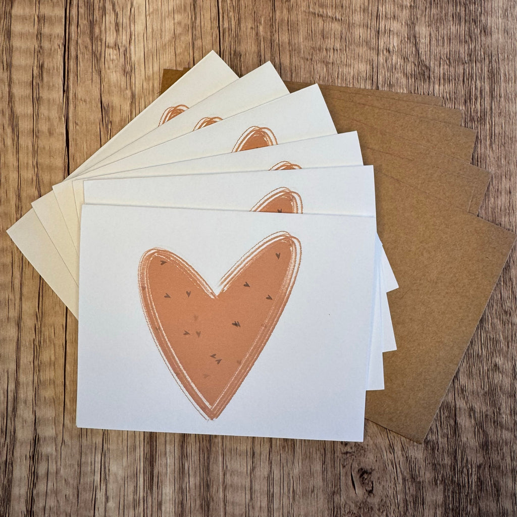 Greeting Cards Blank Notes Thank You Cards Pink Hearts 6 w/Envelopes NEW!