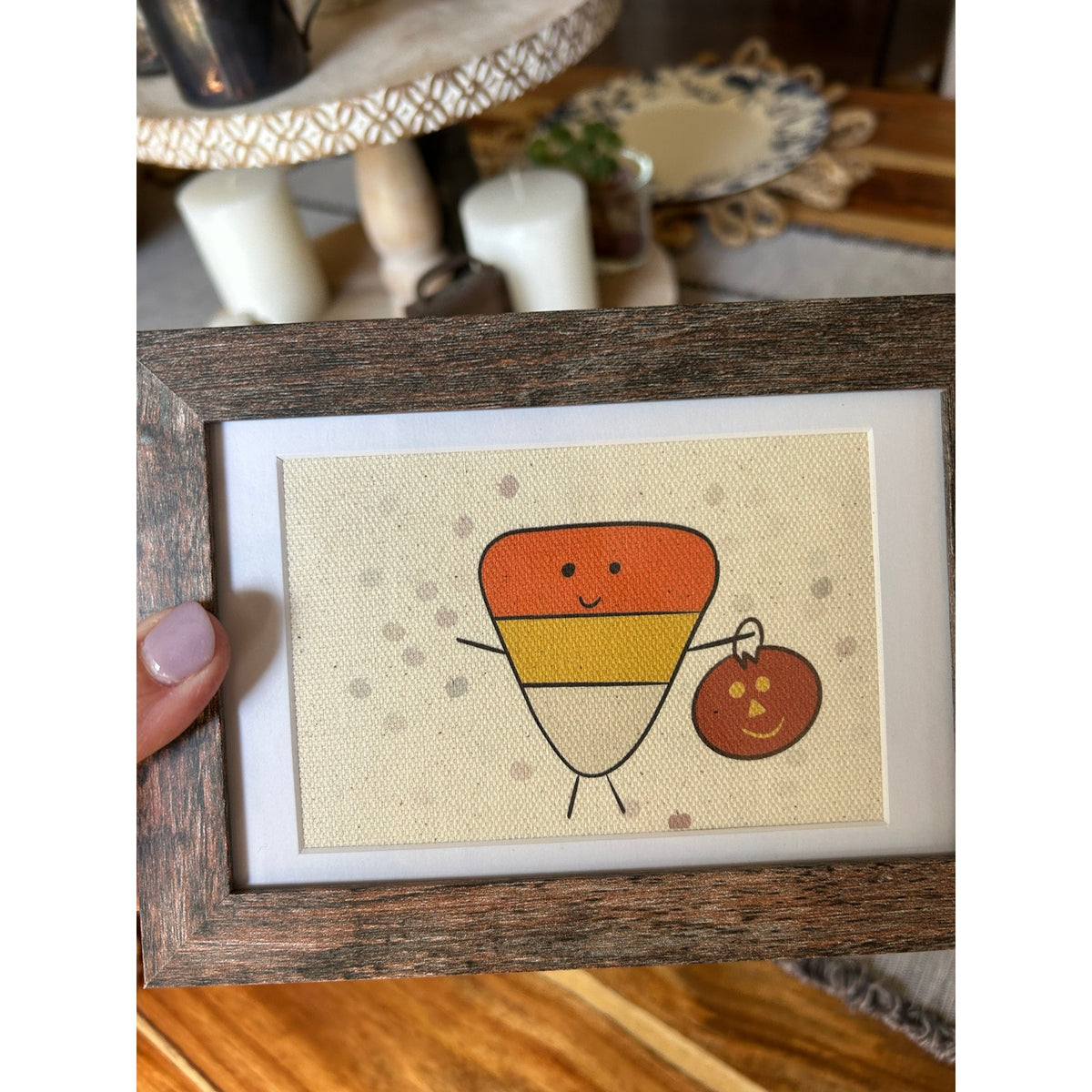 Candy Corn Halloween Mini Picture 6 x 4 Original Wall Art Canvas Fall Decor