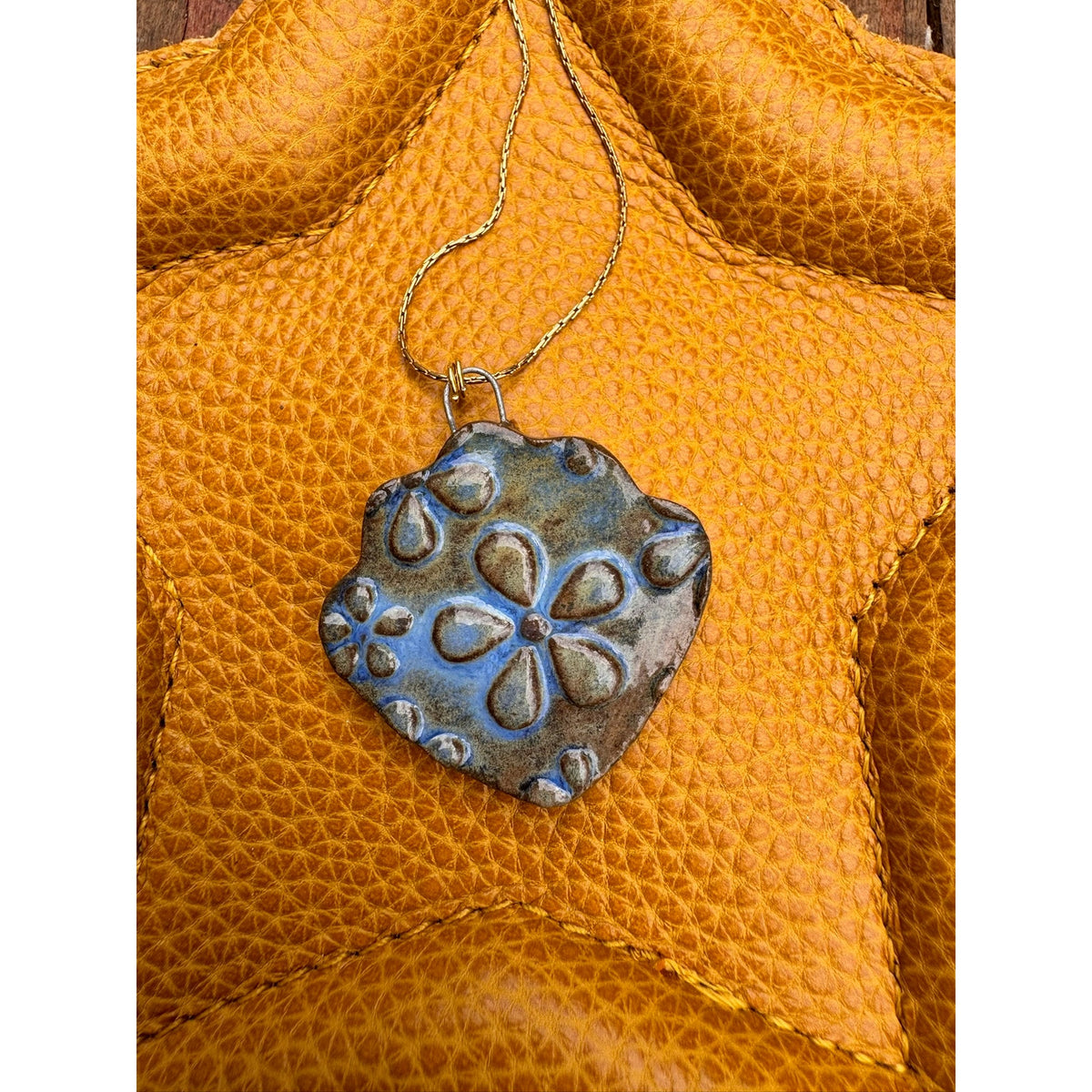 Daisy Ceramic Pendant Necklace Ceramic Kiln Fired Handcrafted Jewelry