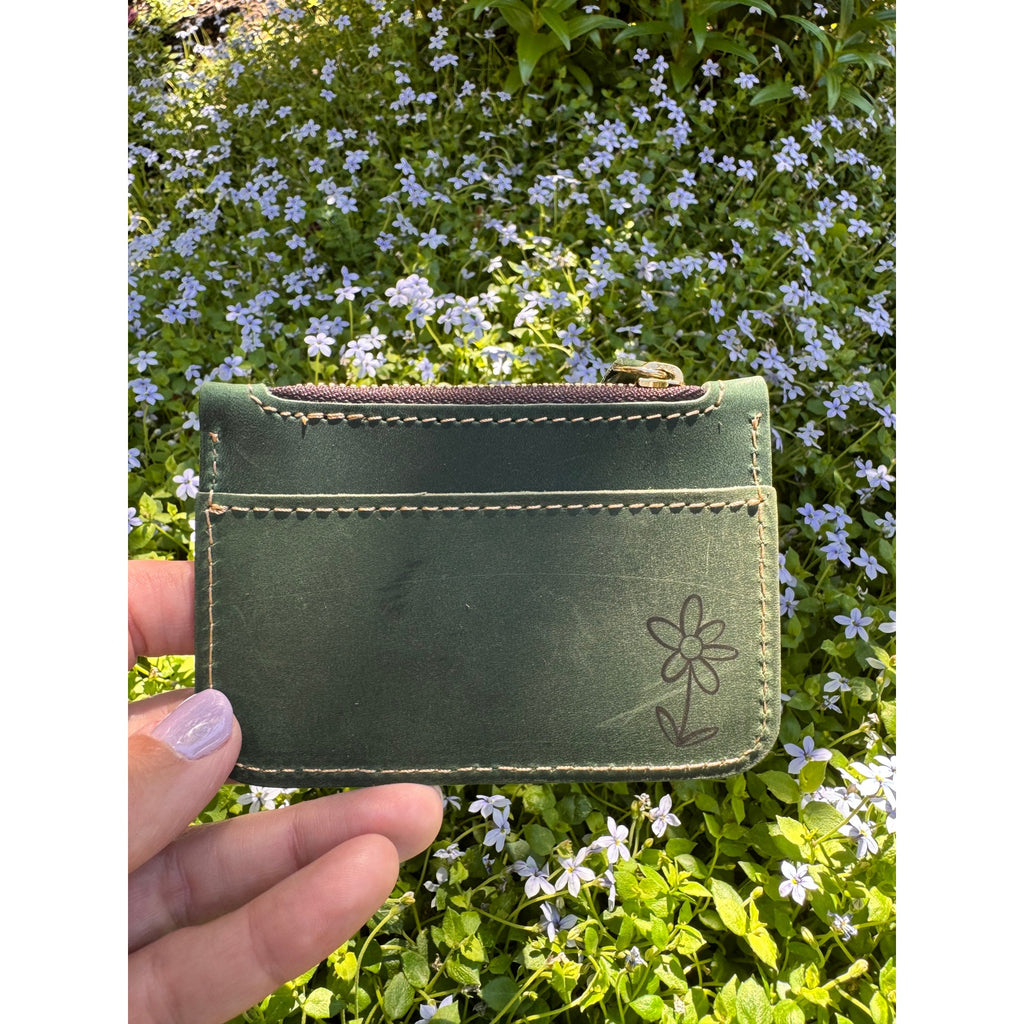 Genuine Leather Wallet FOREST GREEN Credit Card Holder Green Leather Wallet