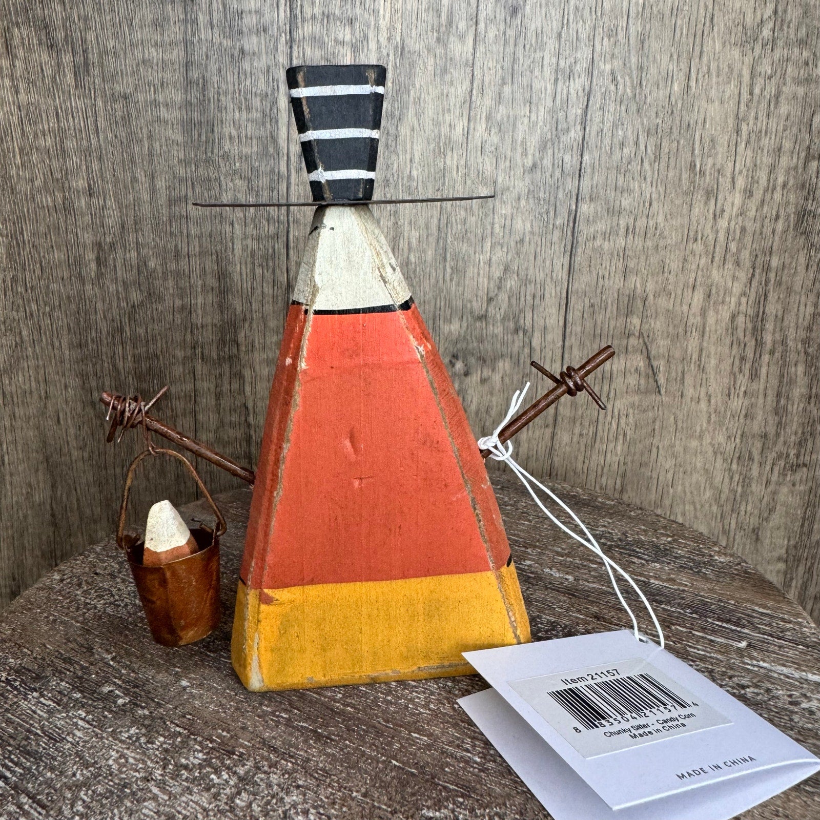 Rustic Halloween Home Decor Sitter Wood Candy Corn Fall Decoration FAST SHIP NEW