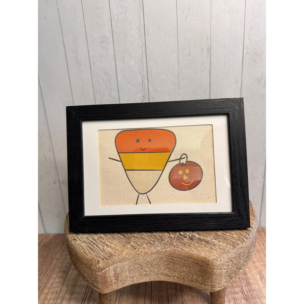 Mini Halloween Candy Corn Picture Frame Original Art West Hills Studio Artisan